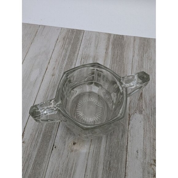 Vintage Pressed Glass Sugar Dish Clear Etched Flowers - Picture 2 of 6